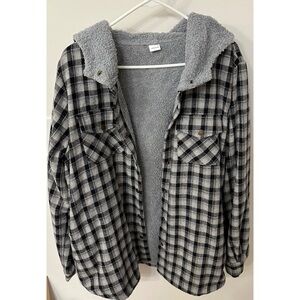 NWOT Teddy bear lined flannel hooded jacket